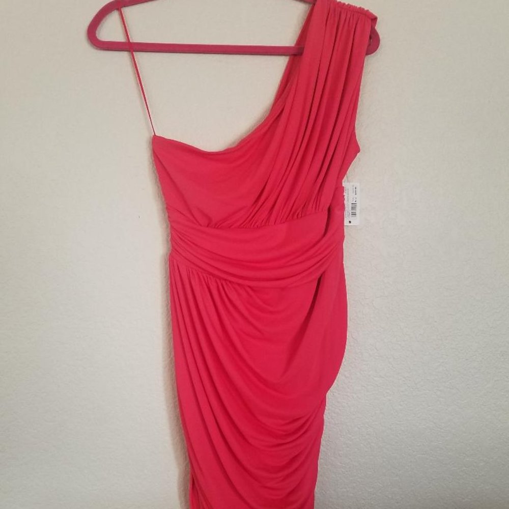 Halston Heritage-One Shoulder drape dress